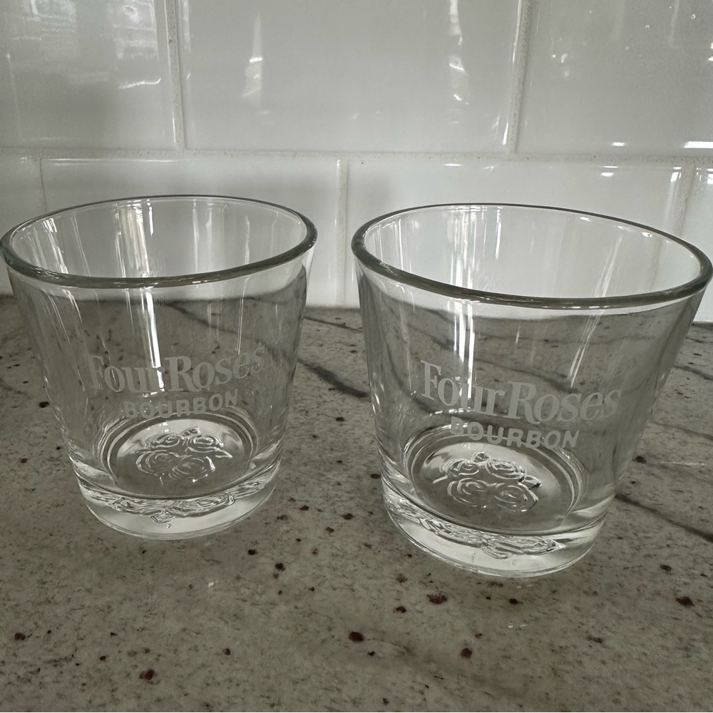 Four Roses Bourbon Clear Rocks Glasses - Set of 2 - Picture 4 of 6